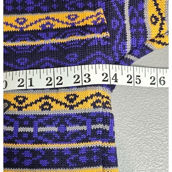 Spyder Vintage Mens M Wool Pullover Half Zip Sweater Purple Yellow - Picture 12 of 14